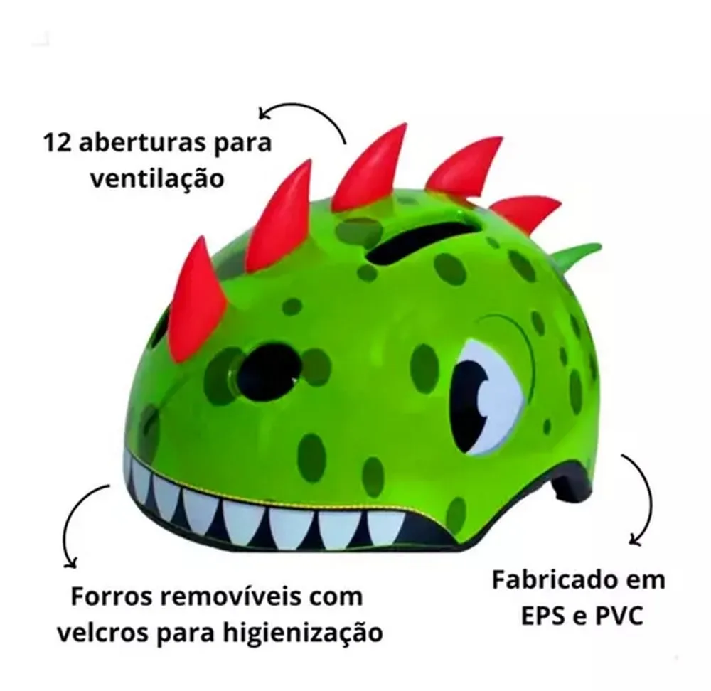 CAPACETE INFANTIL VESSEL DINOSSAURO AM.: PP